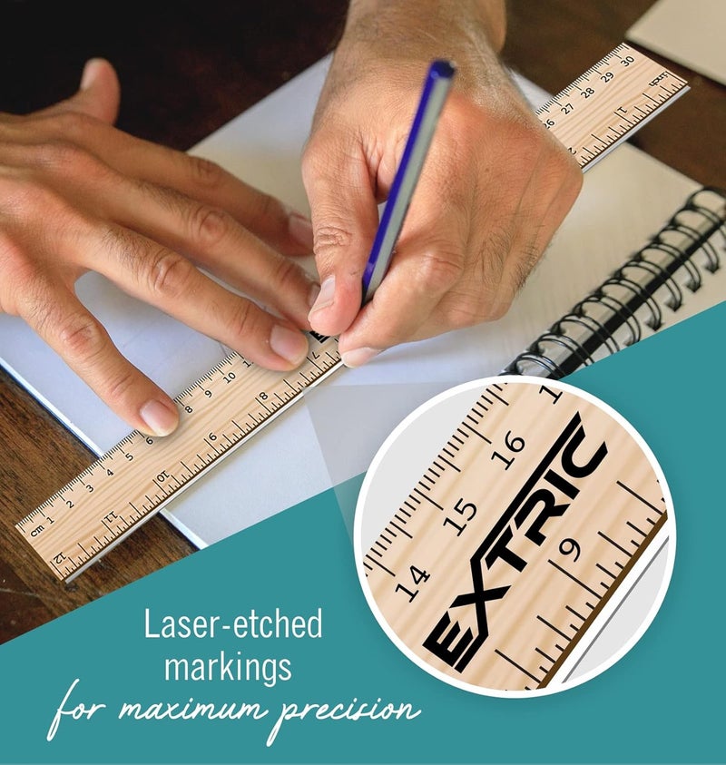 EXTRIC Rulers 24 Pack - Rulers 12 Inch, Wood Ruler with Metal Edge Greta for School, Classroom, Home, and Office - Image 4
